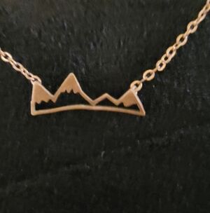 Dainty Gold Mountain With Snowy Peaks Necklace, 18.5" On Gold Chain